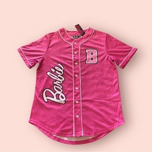 FINAL PRICE Barbie Pink Jersey Shirt Malibu Number 59 Button Up Logo Size Medium